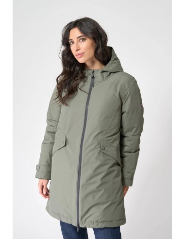 Abrigo impermeable mujer entallado con pluma sintética - Batela