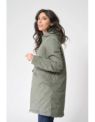 Abrigo impermeable mujer entallado con pluma sintética - Batela 2