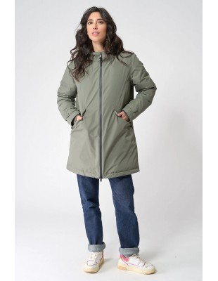 Abrigo impermeable mujer entallado con pluma sintética - Batela