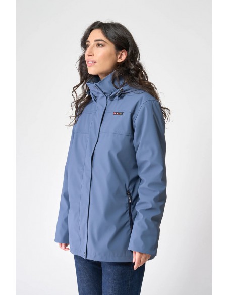Chubasquero mujer con forro polar y capucha extraíble - Batela - color índigo