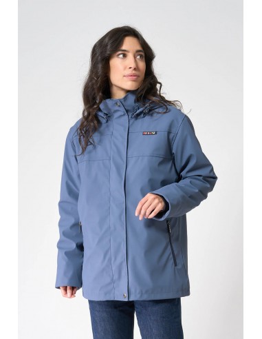 Chubasquero mujer con forro polar y capucha extraíble - Batela - color índigo