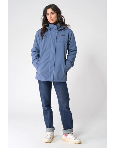 Chubasquero mujer con forro polar y capucha extraíble - Batela - color índigo