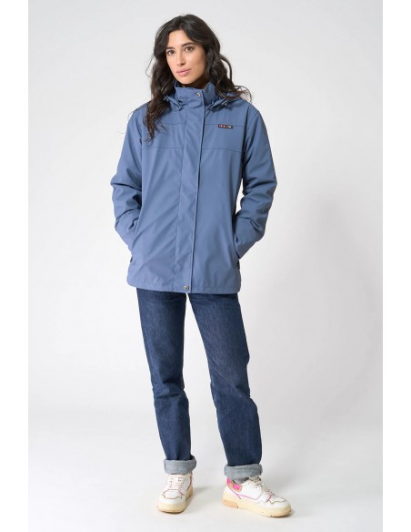 Chubasquero mujer con forro polar y capucha extraíble - Batela - color índigo