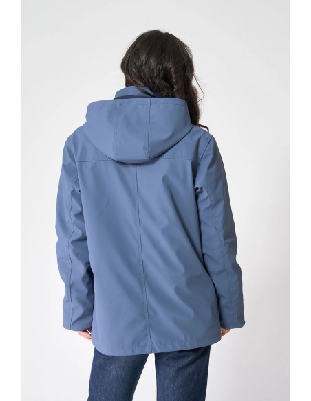 Chubasquero mujer con forro polar y capucha extraíble - Batela - color índigo
