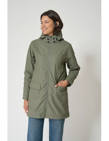 Chubasquero mujer con forro bereber polar y capucha - Batela - color verde
