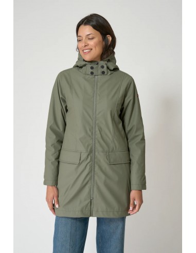 Chubasquero mujer con forro bereber polar y capucha - Batela - color verde