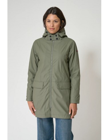 Chubasquero mujer con forro bereber polar y capucha - Batela - color verde