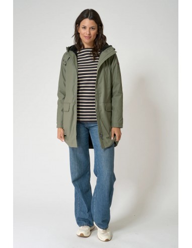 Chubasquero mujer con forro bereber polar y capucha - Batela - color verde