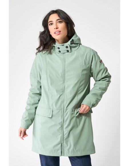 Chubasquero mujer con forro bereber polar y capucha - Batela - color clinic