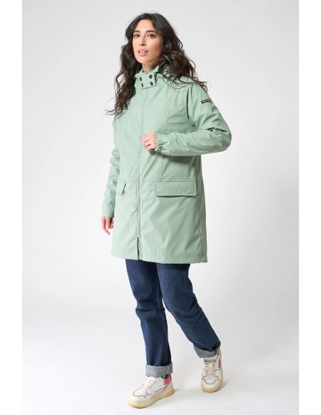 Chubasquero mujer con forro bereber polar y capucha - Batela - color clinic