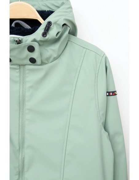 Chubasquero mujer con forro bereber polar y capucha - Batela - color clinic