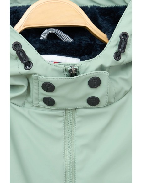 Chubasquero mujer con forro bereber polar y capucha - Batela - color clinic