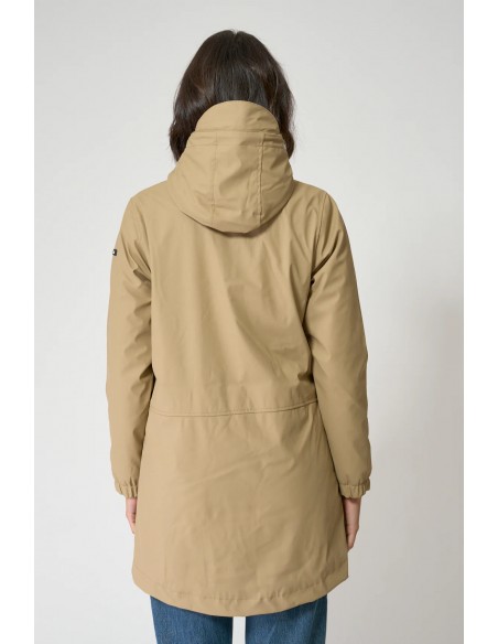 Chubasquero mujer con forro bereber polar y capucha - Batela - color camel