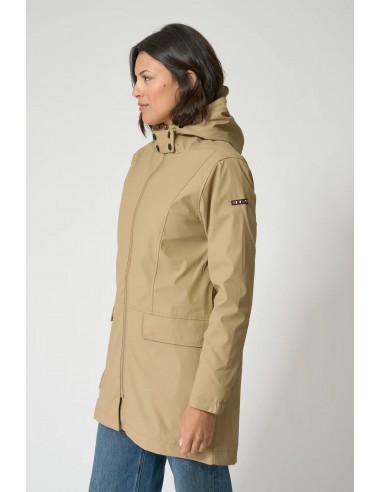 Chubasquero mujer con forro bereber polar y capucha - Batela - color camel