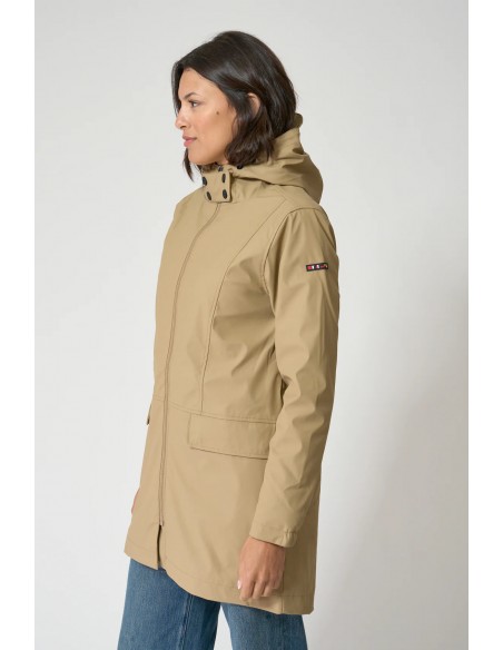 Chubasquero mujer con forro bereber polar y capucha - Batela - color camel