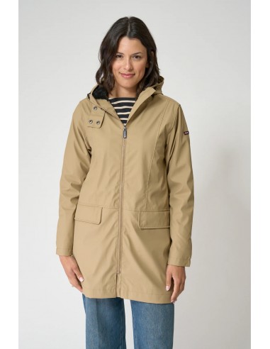 Chubasquero mujer con forro bereber polar y capucha - Batela - color camel