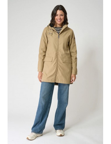 Chubasquero mujer con forro bereber polar y capucha - Batela - color camel