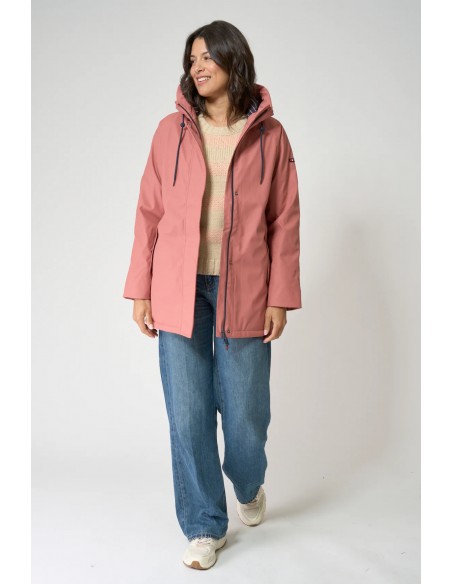 Chubasquero acolchado impermeable con forro de algodón - Batela - color rosa
