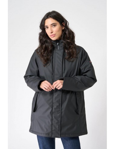 Chubasquero acolchado impermeable con forro de algodón - Batela - color negro