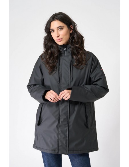 Chubasquero acolchado impermeable con forro de algodón - Batela - color negro