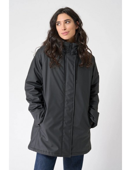 Chubasquero acolchado impermeable con forro de algodón - Batela - color negro