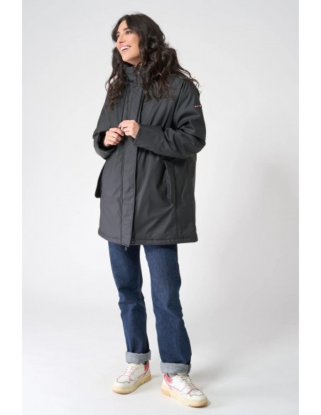 Chubasquero acolchado impermeable con forro de algodón - Batela - color negro