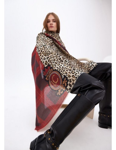 Fular Lola Casademunt Animal Print y Tartán con Escudo