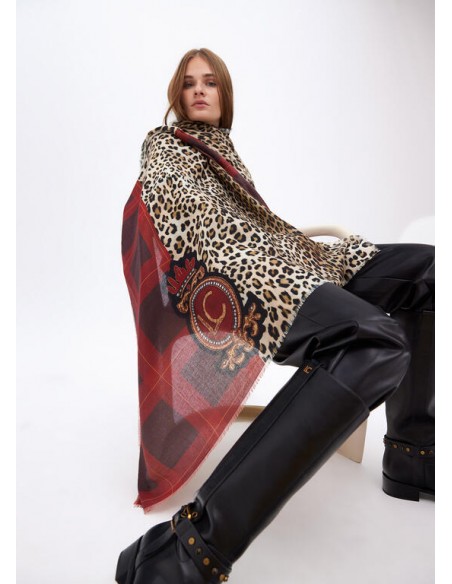 Fular Lola Casademunt Animal Print y Tartán con Escudo