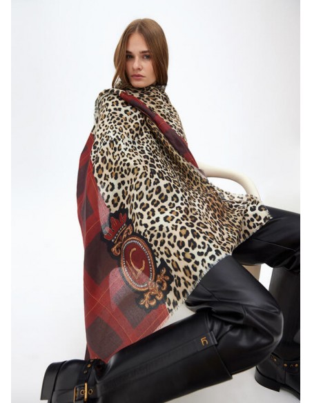 Fular Lola Casademunt Animal Print y Tartán con Escudo