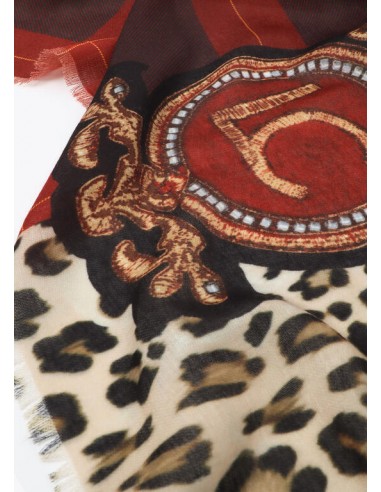 Fular Lola Casademunt Animal Print y Tartán con Escudo