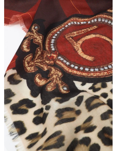 Fular Lola Casademunt Animal Print y Tartán con Escudo