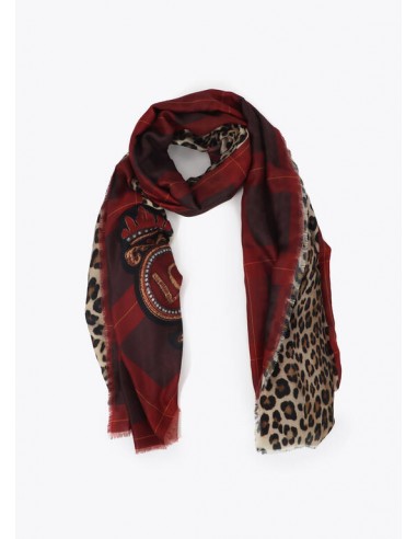 Fular Lola Casademunt Animal Print y Tartán con Escudo