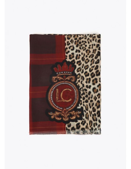 Fular Lola Casademunt Animal Print y Tartán con Escudo