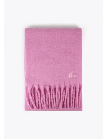 Bufanda Rosa Lisa con Flecos Gruesos – Lola Casademunt