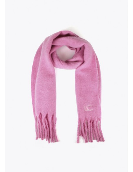 Bufanda Rosa Lisa con Flecos Gruesos – Lola Casademunt