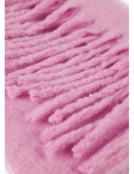 Bufanda Rosa Lisa con Flecos Gruesos – Lola Casademunt