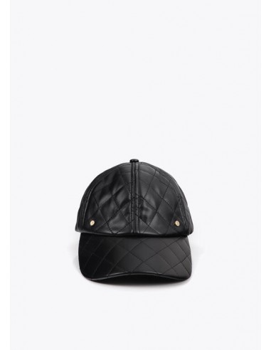 Visera Acolchada Efecto Piel Negra – Lola Casademunt - vista frontal