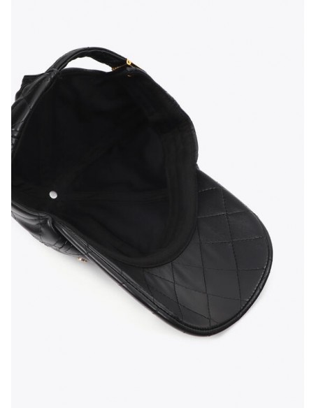 Visera Acolchada Efecto Piel Negra – Lola Casademunt - vista del interior de la visera