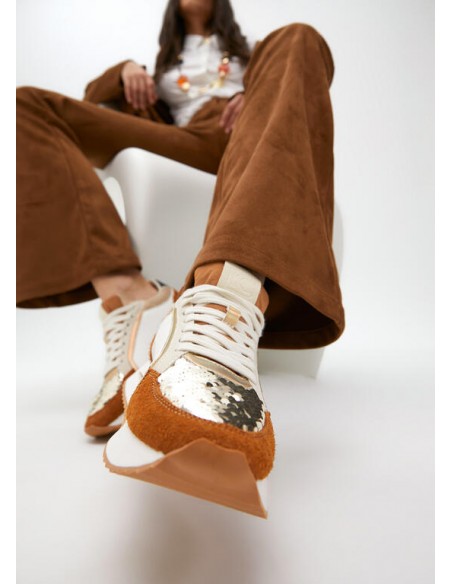 Zapatillas Deportivas Multimaterial con Detalles en Piel – Lola Casademunt