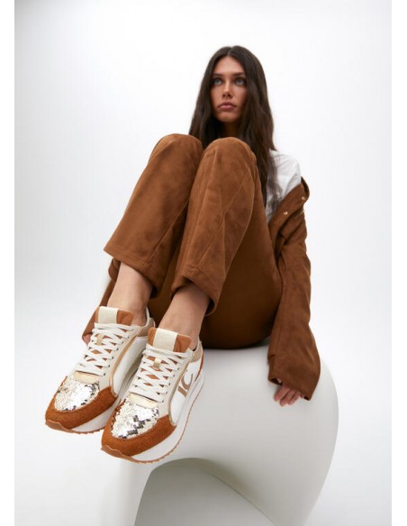 Zapatillas Deportivas Multimaterial con Detalles en Piel – Lola Casademunt