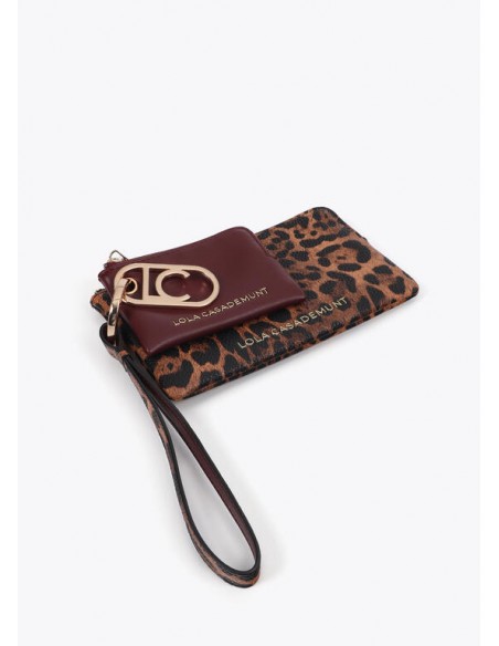 Cartera Animal Print con Monedero Bicolor y Logo Ovalado – Lola Casademunt