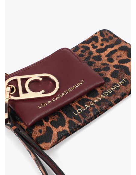 Cartera Animal Print con Monedero Bicolor y Logo Ovalado – Lola Casademunt