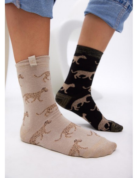 Pack de 2 Pares de Calcetines Estampado Leopardo – Lola Casademunt