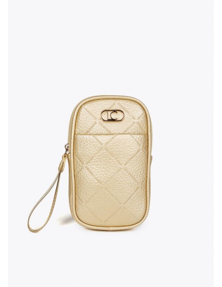 Bolsito para móvil dorado acolchado con logo – Lola Casademunt
