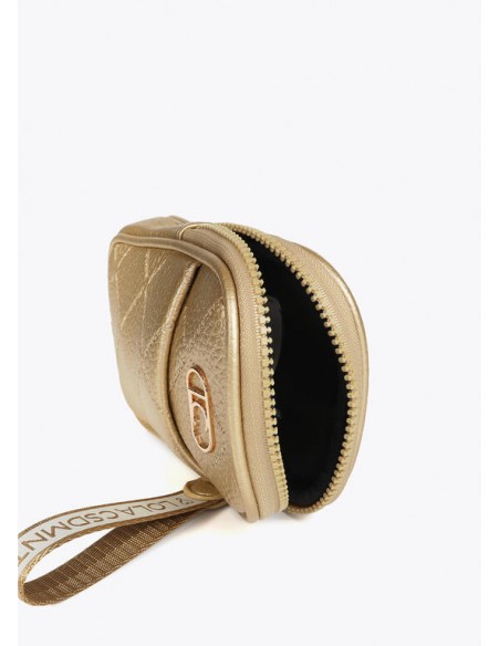 Bolsito para móvil dorado acolchado con logo – Lola Casademunt