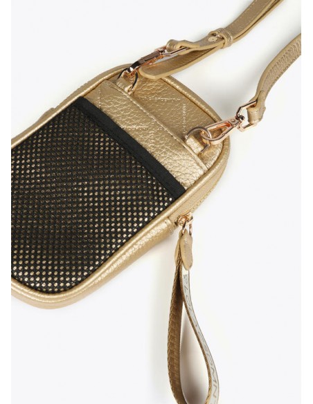 Bolsito para móvil dorado acolchado con logo – Lola Casademunt