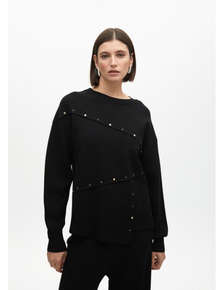 Jersey desestructurado con tachas – Lola Casademunt - negro