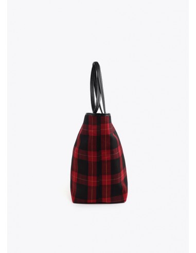 Bolso shopper de cuadros con parche escudo – Lola Casademunt - vista de perfil