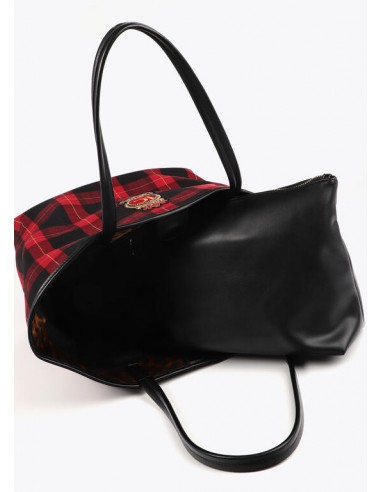 Bolso shopper de cuadros con parche escudo – Lola Casademunt - vista del interior del bolso