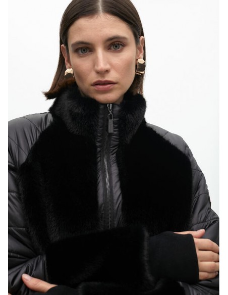 Abrigo combinado plumas y pelo – Lola Casademunt - negro